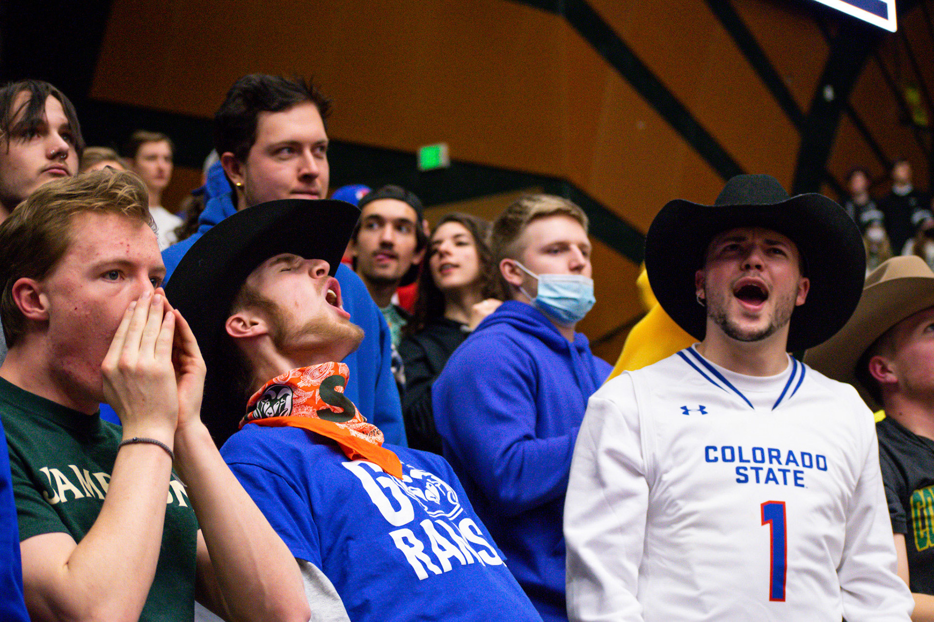 Outlaws of Moby cheering during a CSU Basketball game