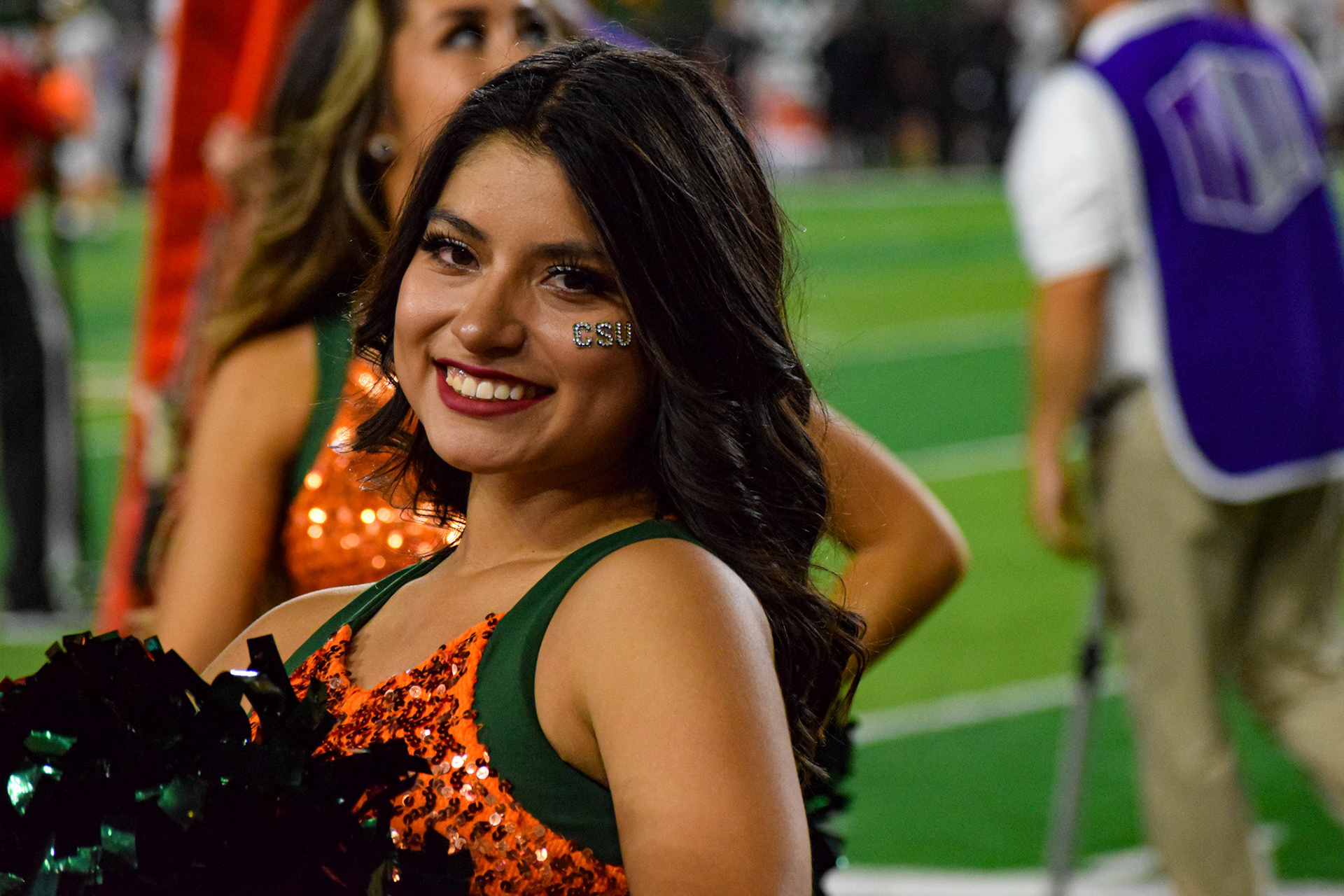Carolina Perez on sideline of CSU Football game
