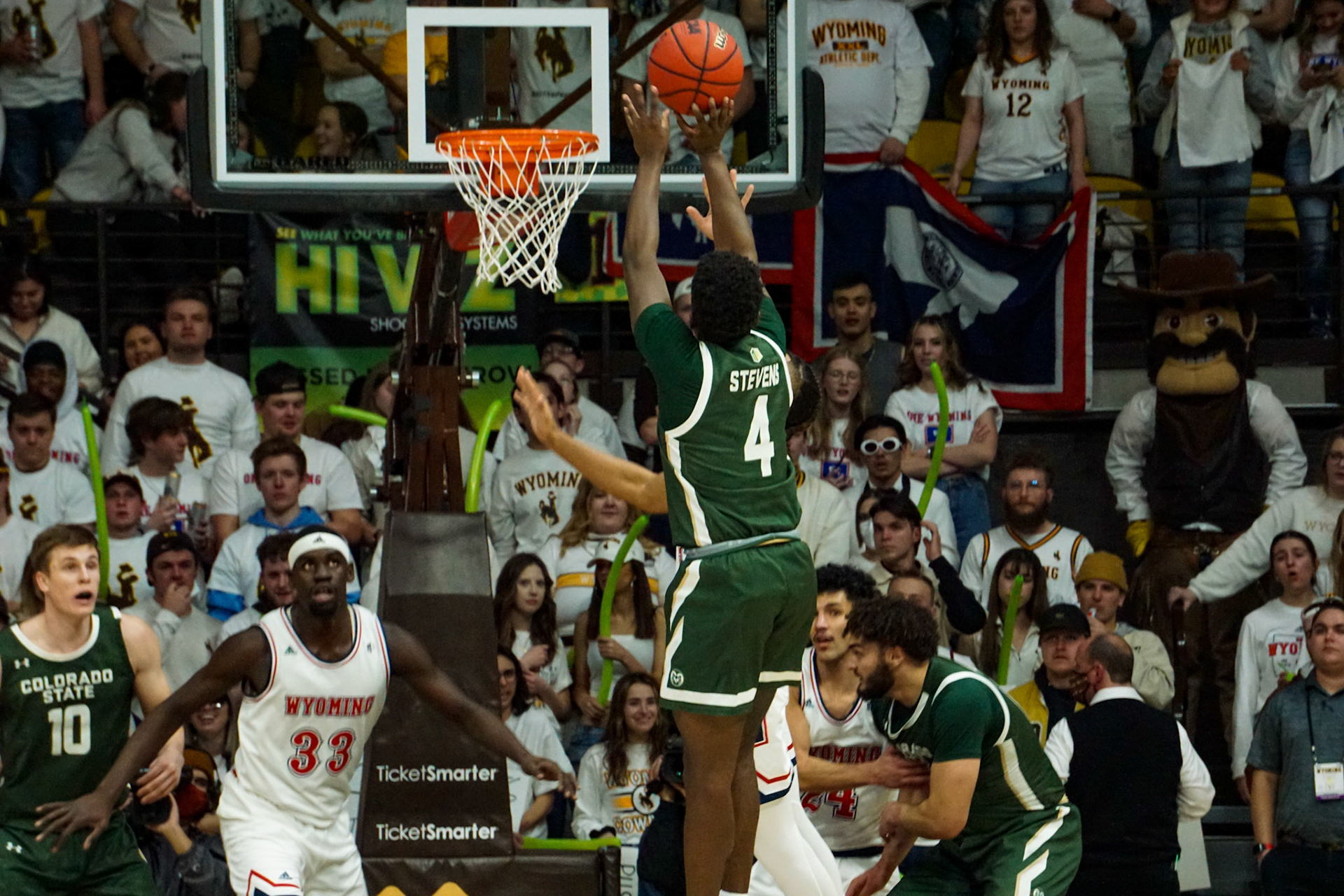 Isaiah Stevens shooting a fade away shot