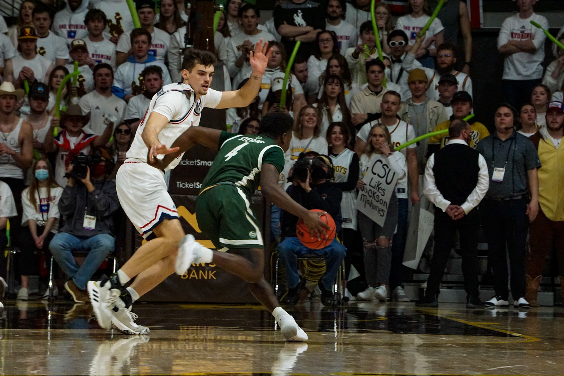 Isaiah Stevens dribbling