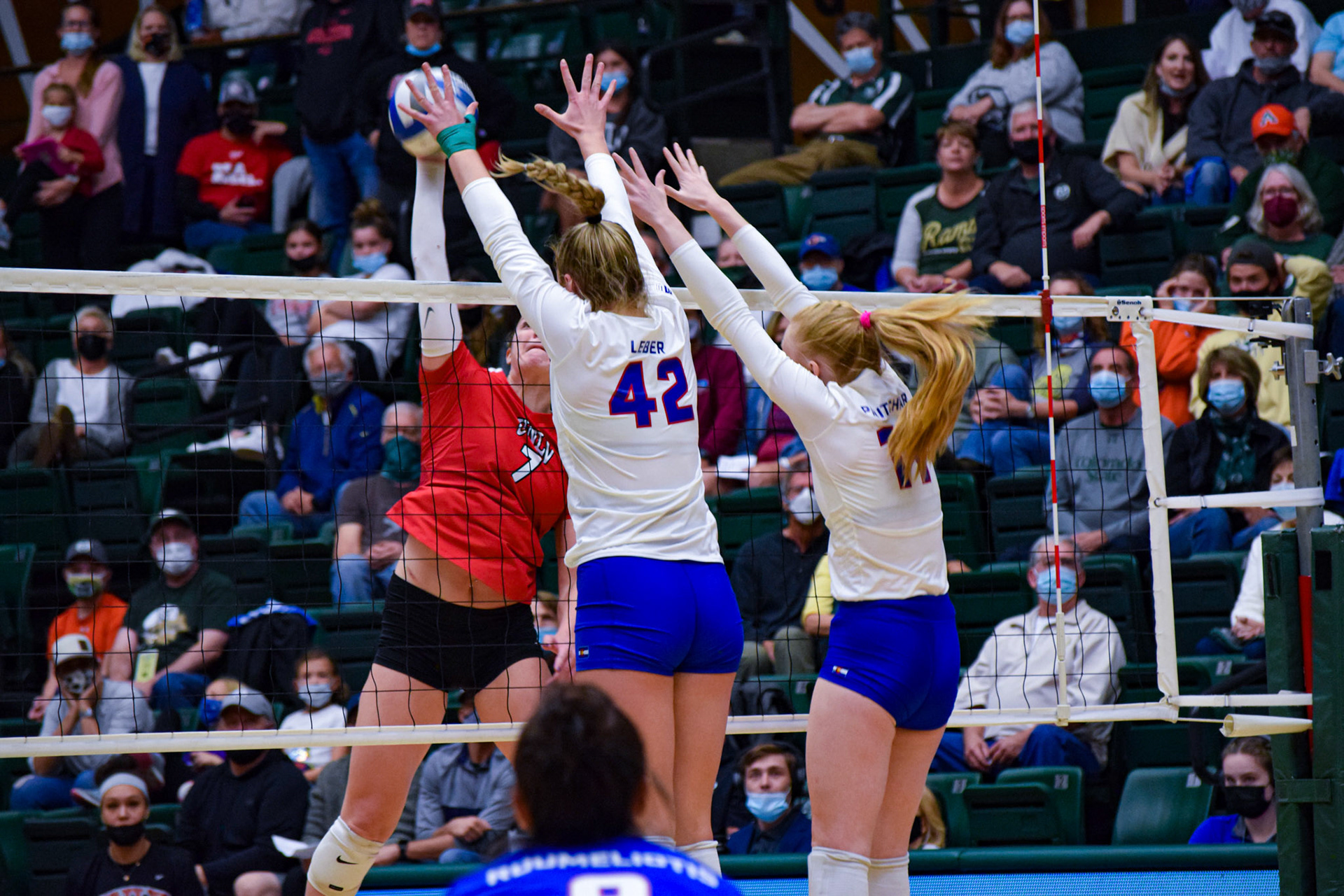Ciera Pritchard and Karina Leber making a block