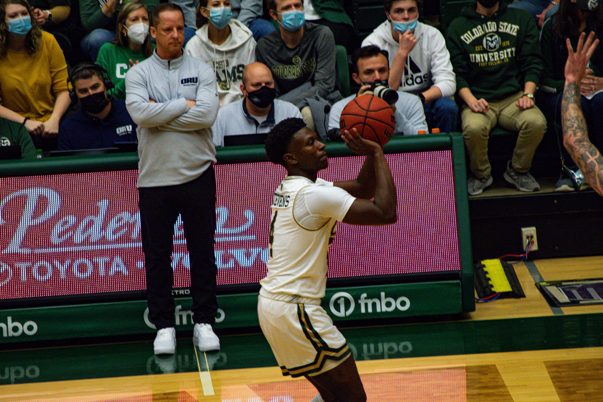 Isaiah Stevens shooting a three