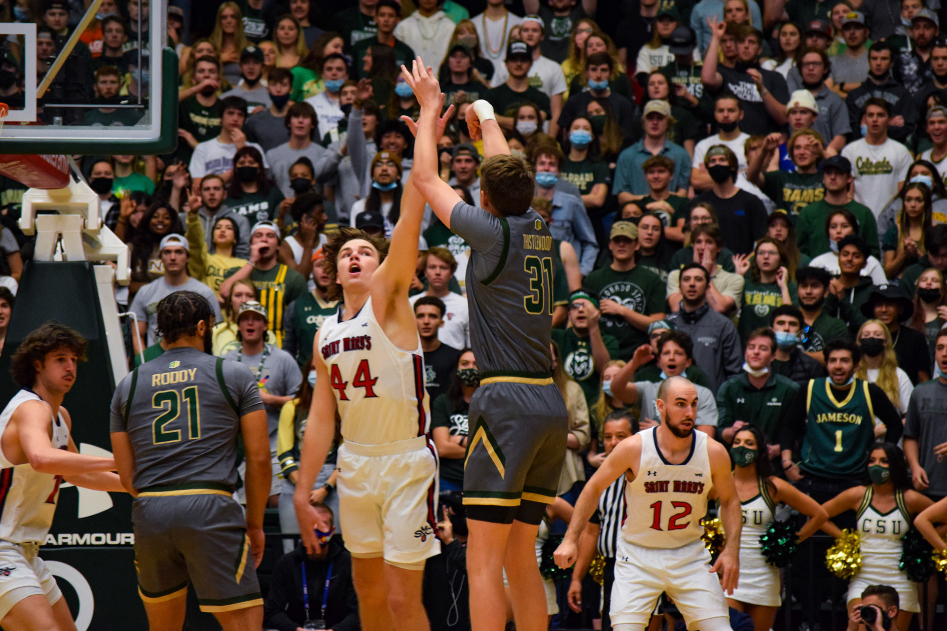 Adam Thistlewood shooting a three
