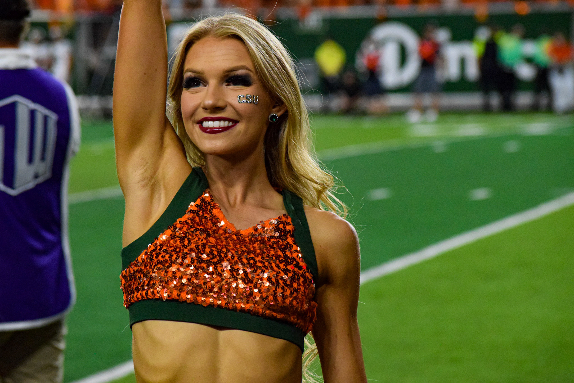 Catherine Chianese on sideline of CSU Football game
