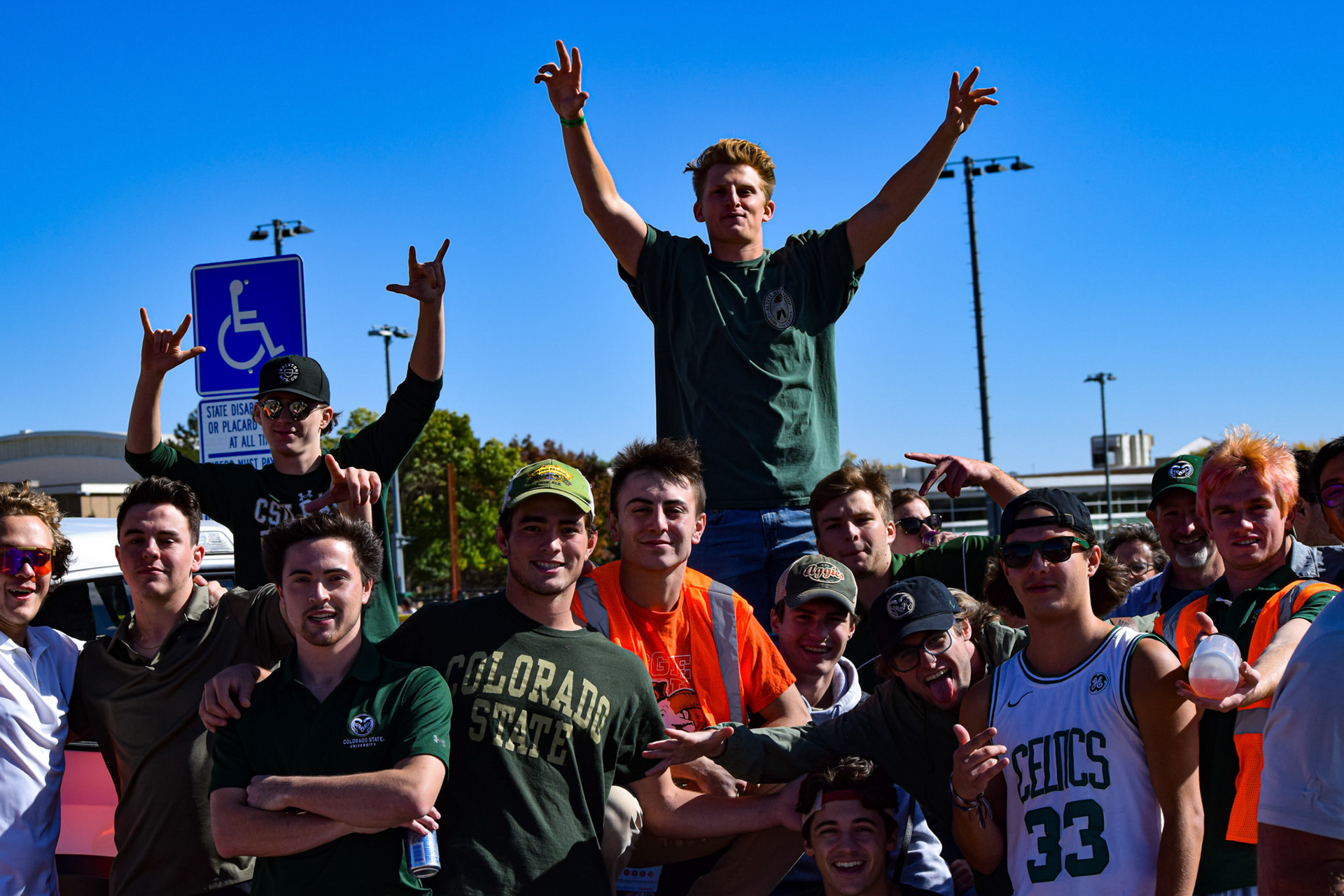 Fans at a tailgate for CSU Football game