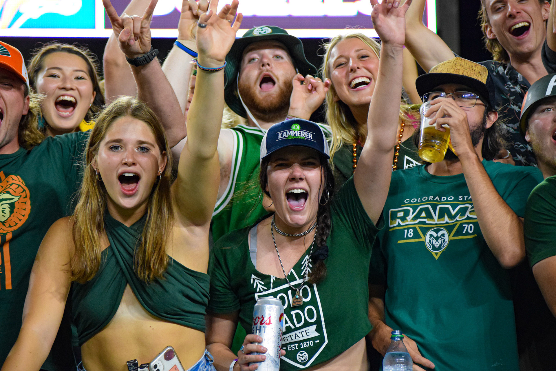Fans cheering at CSU Football Game