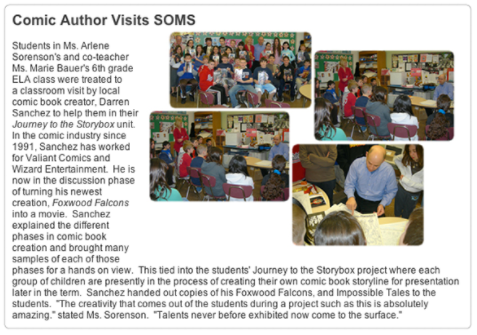 The class appearance made the website news for South Orangetown Middle School.