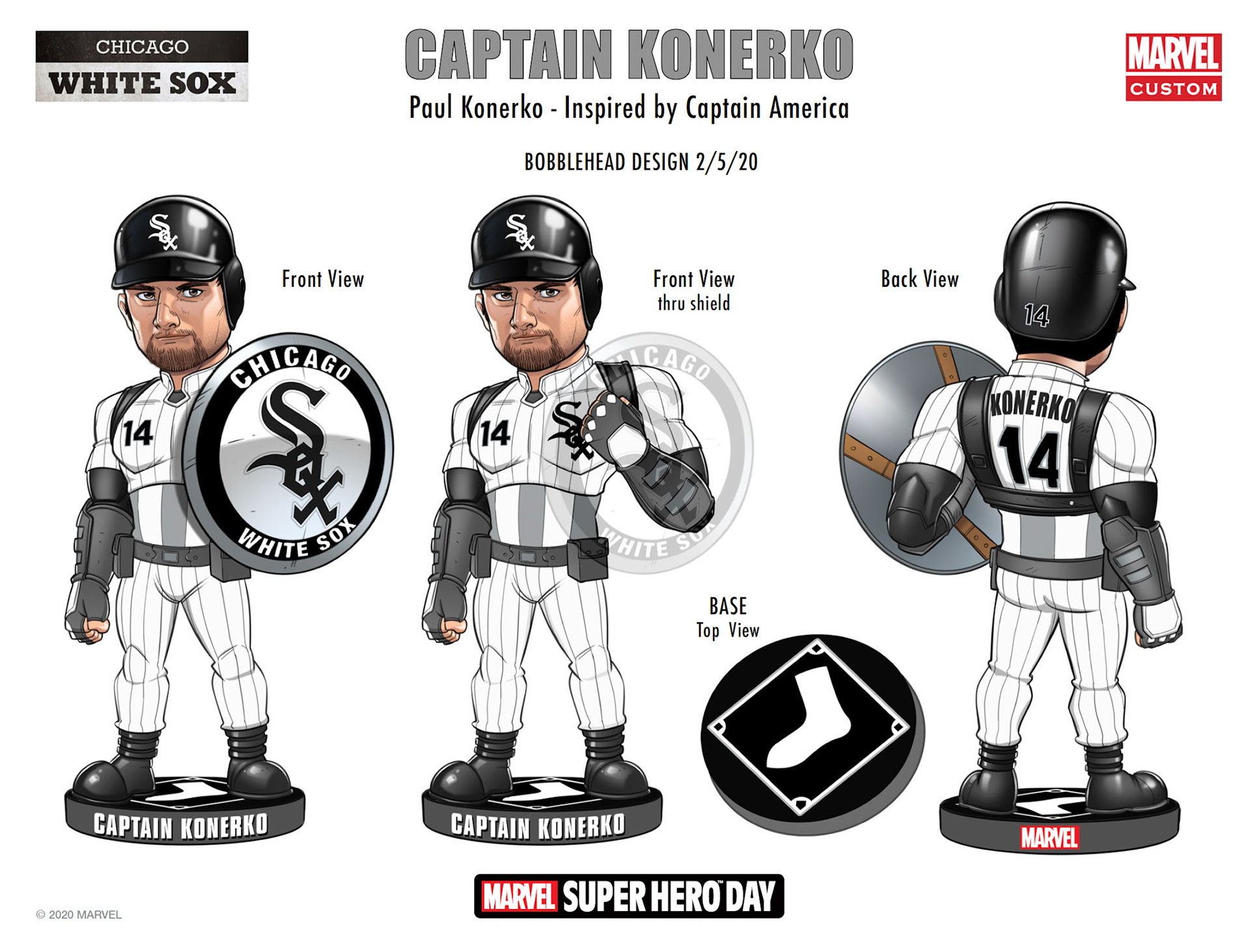 Captain Konerko bobblehead design, created for the Chicago White Sox and Paul Konerko.