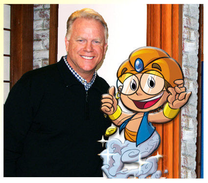 Boomer Esiason and Genie pose for a photo op.