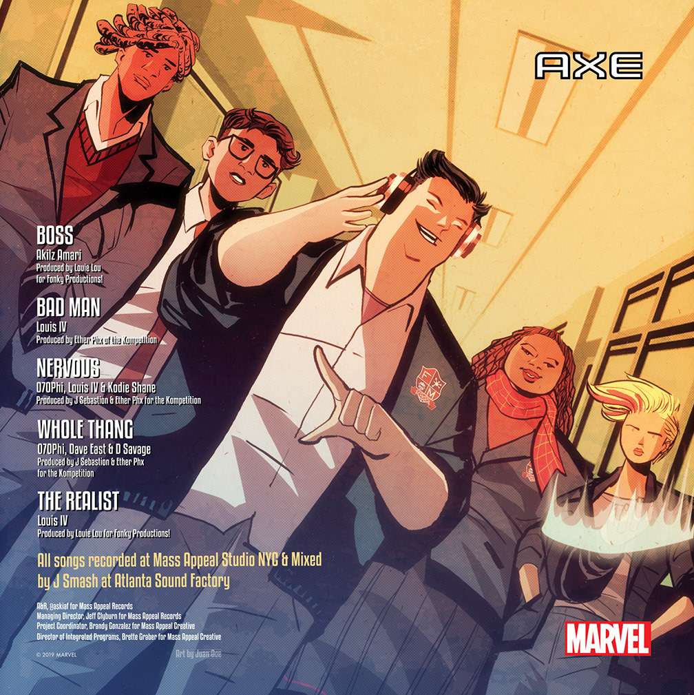 The FRESH-MEN, co-created by Sanchez also had a music soundtrack, with a cover created by Juan Doe and Darren Sanchez.