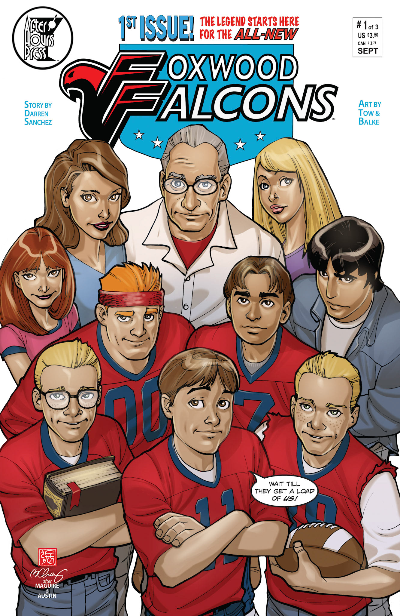 Foxwood Falcons #1 Direct Market cover, by Bernard Chang.