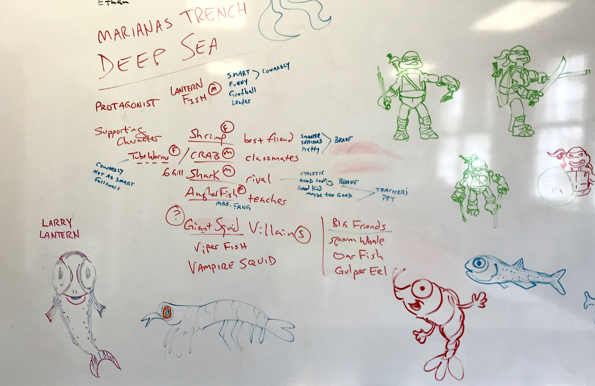 A peek at the notes on the board.