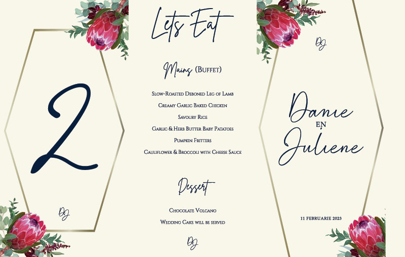Menu & Table Numbers Folded - DJ