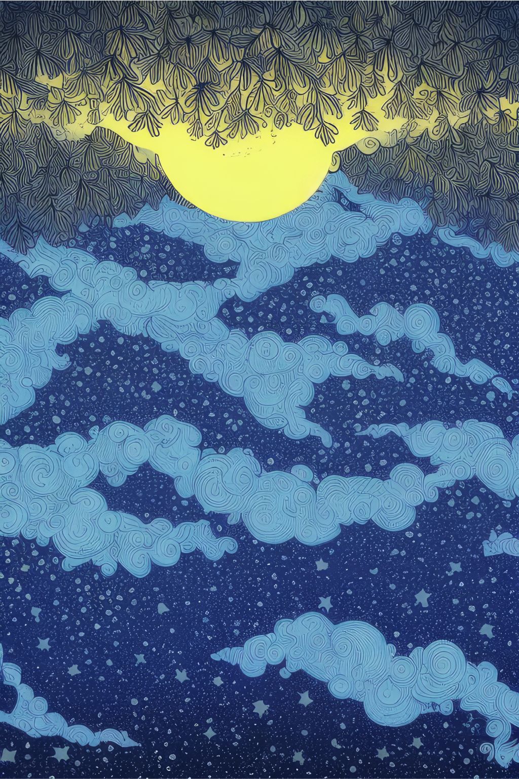 Synthesised Image of the Moon behind a Tualang tree, generated by Studio 1914