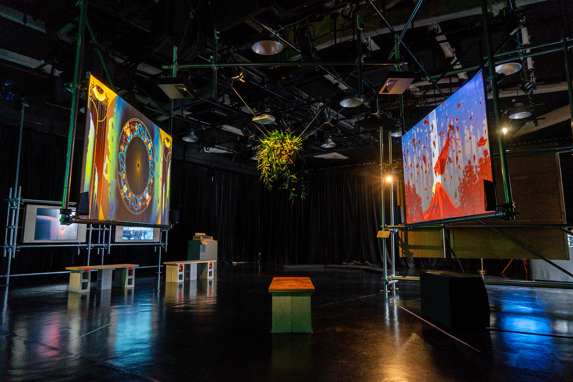 Two film projections with an artefact by Studio 1914