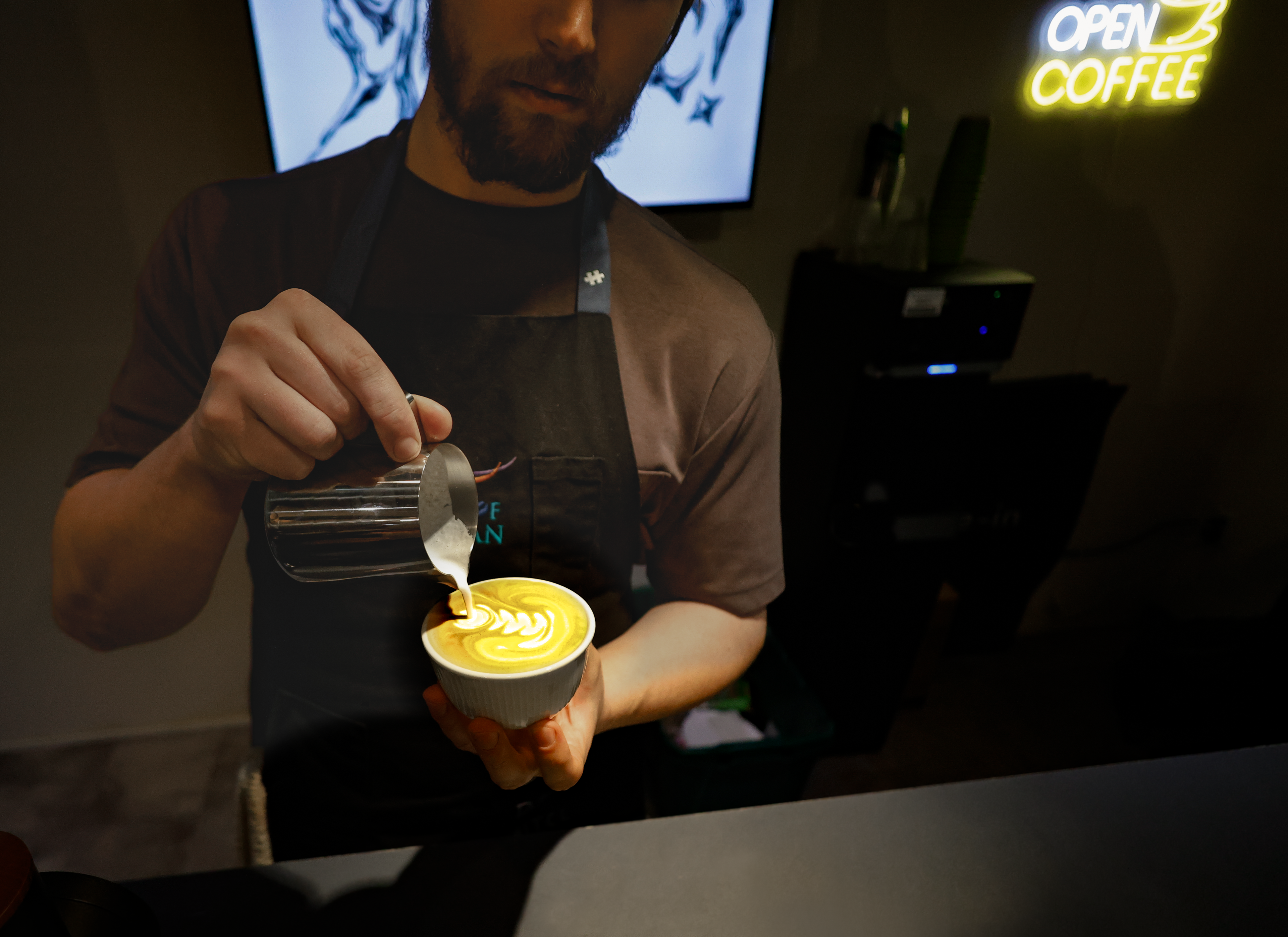 Joshua swirling the goodness