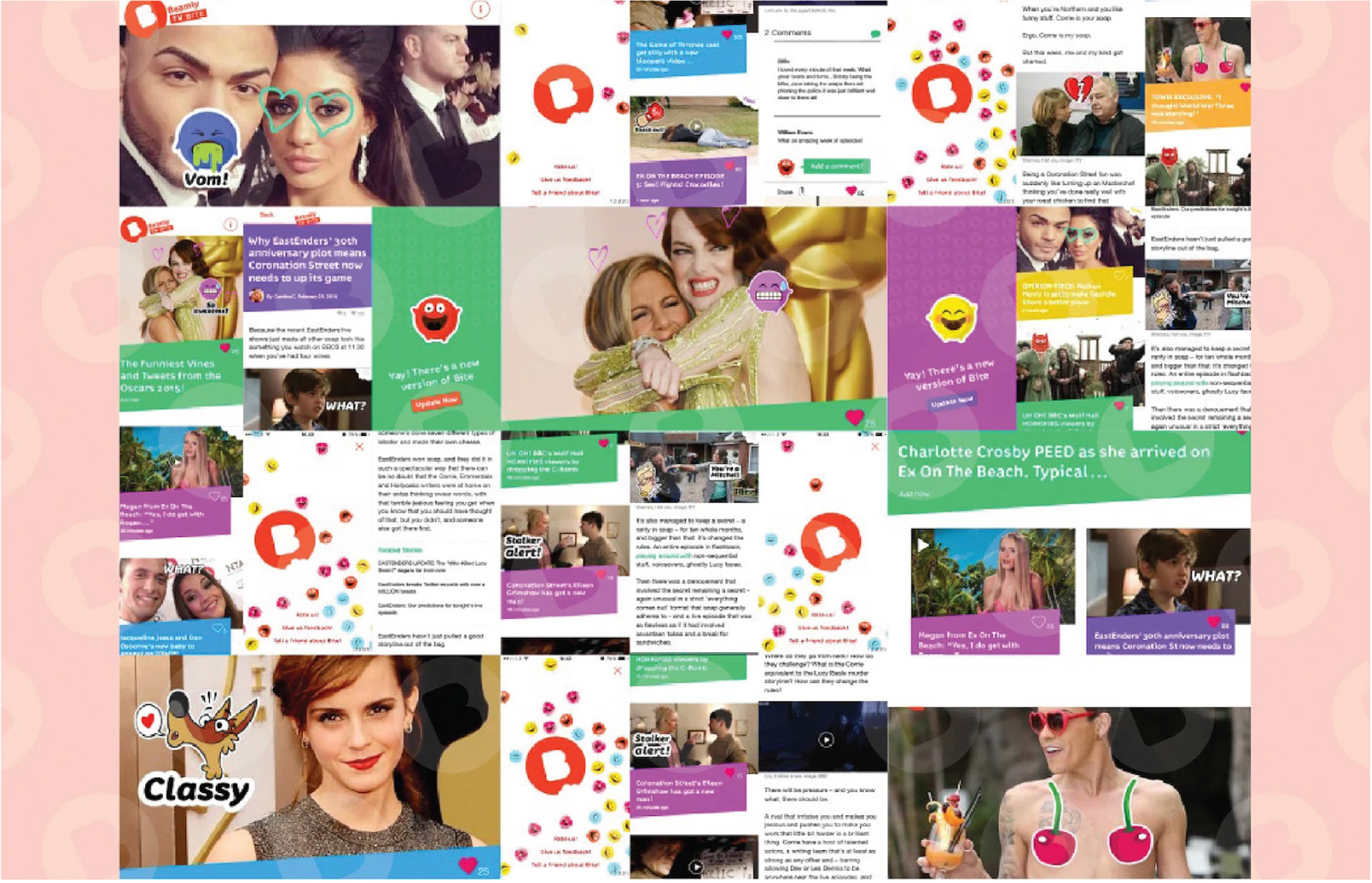 Celebrity and Entertainment mobile and web fanzine prompting user interactions
