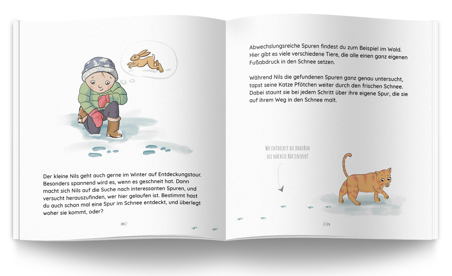 Spurensuche im Schnee Bilderbuch von Elena Bauer Kinderbuchillustratorin