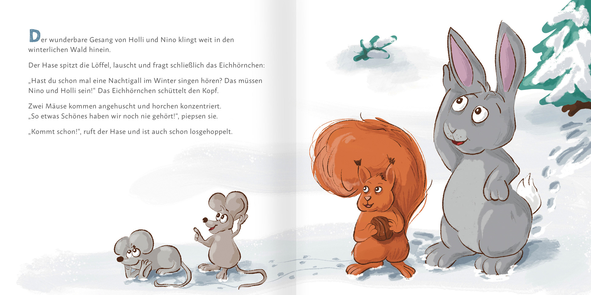 elena bauer kinderbuchillustration buchsatz singende eulen gibts ja wohl hase eichhörnchen mäuse