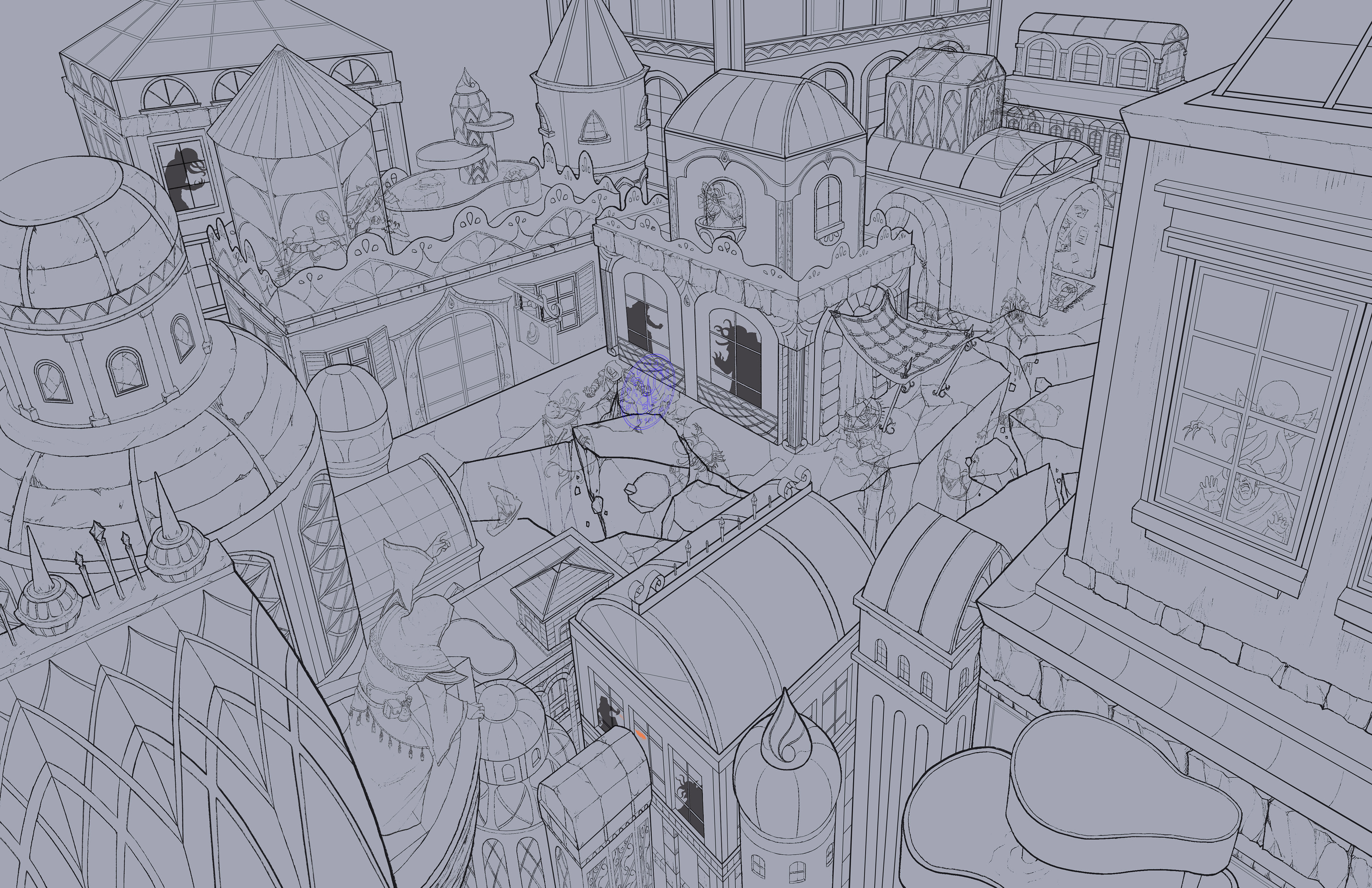 The Great Library Line Art