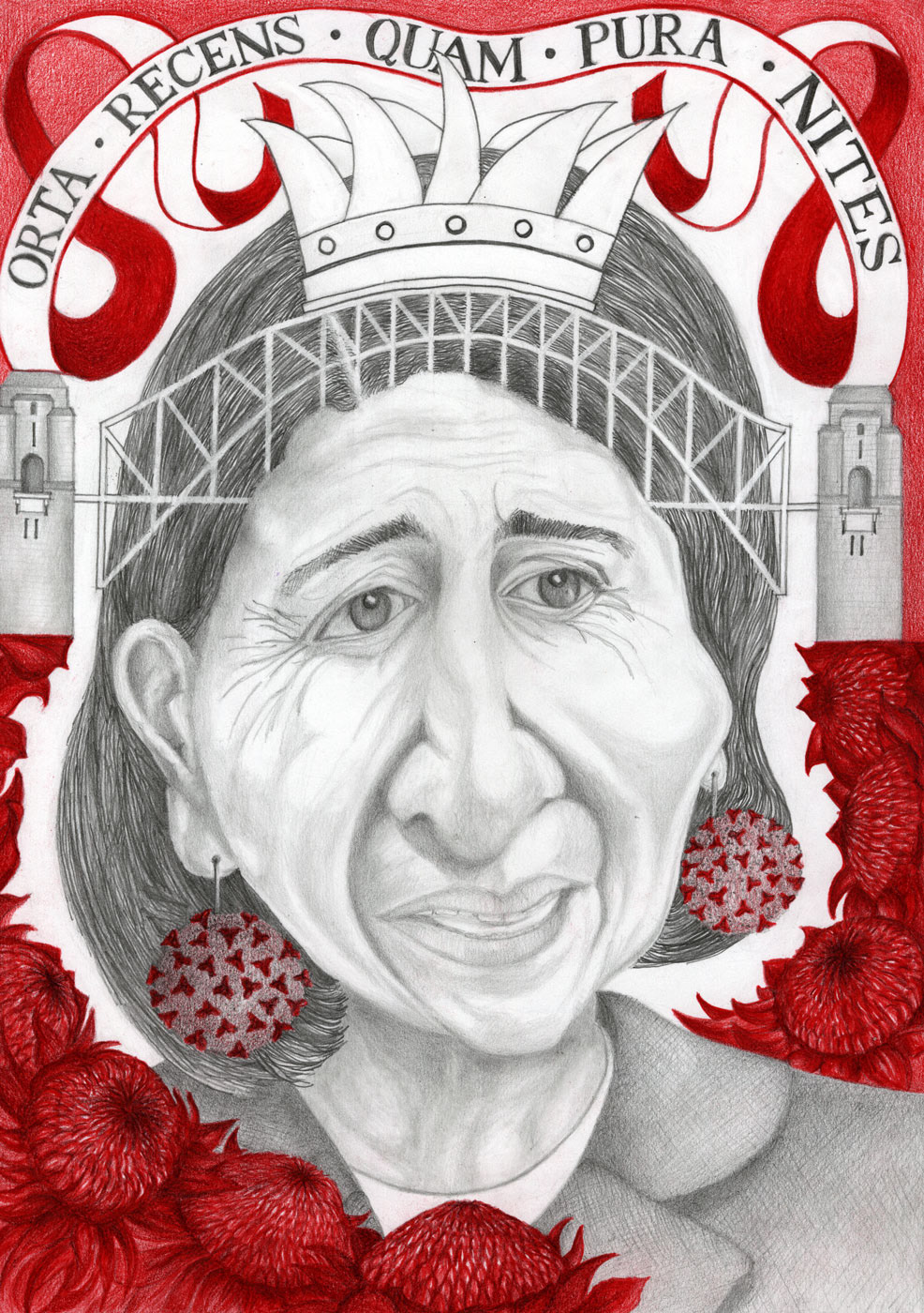 Ruth Wein (Cert IV Visual Arts) Gladys Berejiklian - Graphite and Coloured Pencils