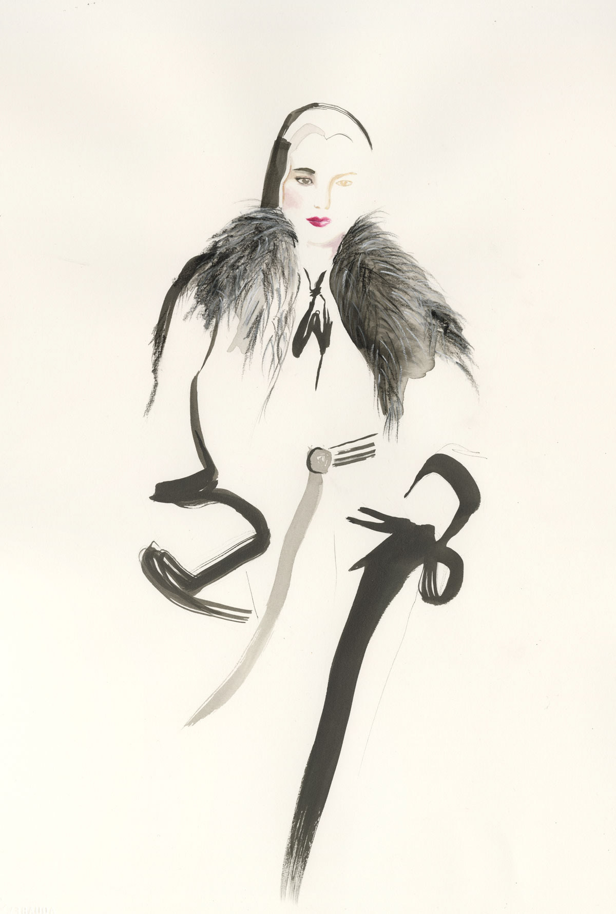 Fashion illustration 1 - Mixed media on paper, 38x57cm S390