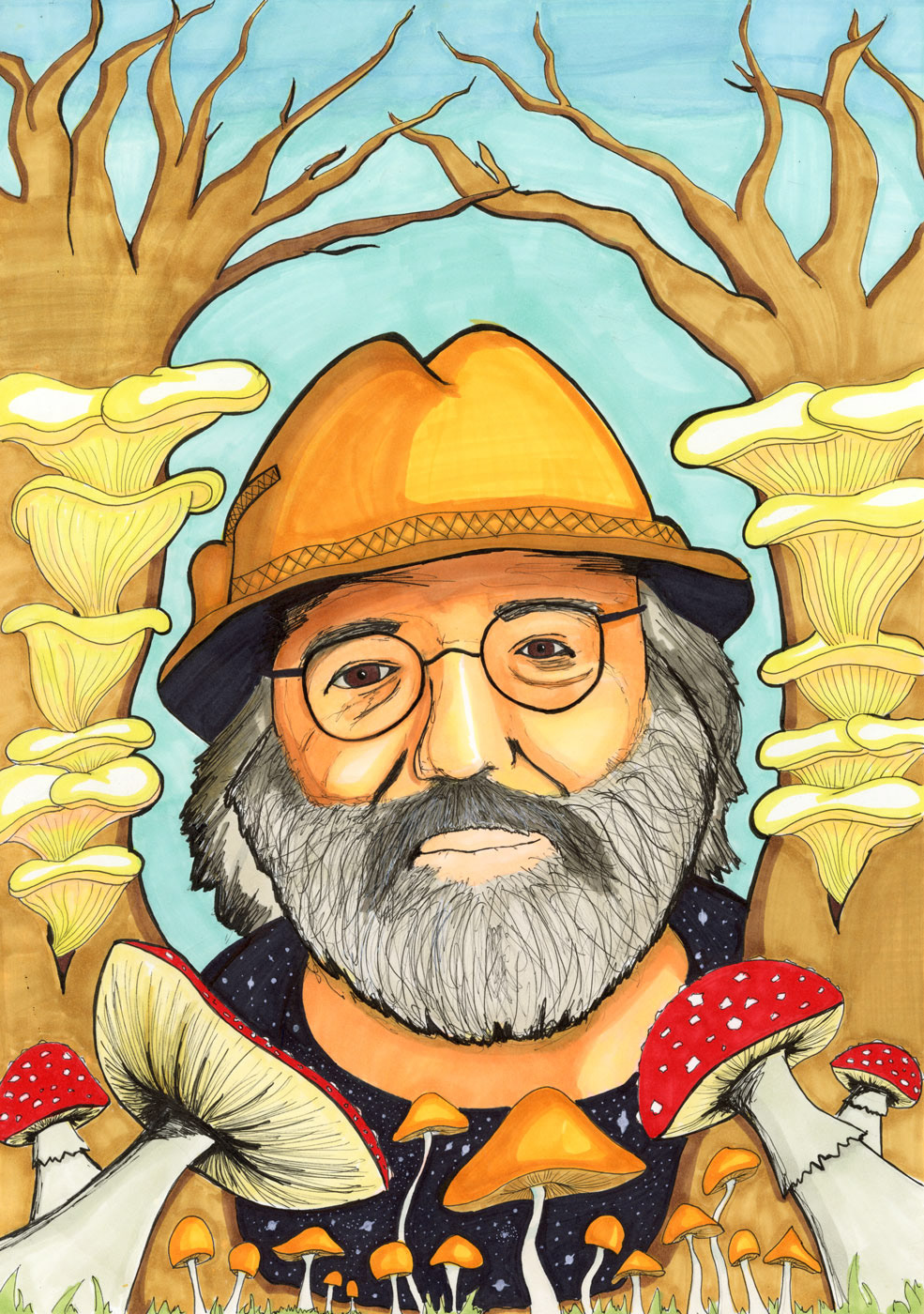 Jackson Balaka (Adv Dip Graphic Design) Paul Stamets - Pen and Markers