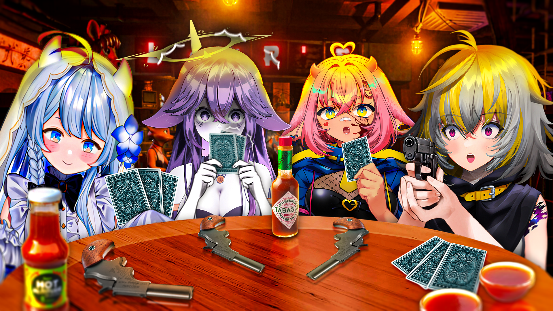  LIARS BAR HOT ONES CHALLENGE - YOU D*E, YOU TAKE A HOT SAUCE SHOT!! Vtuber Edition! | Oops, all Sunny! | tsewten