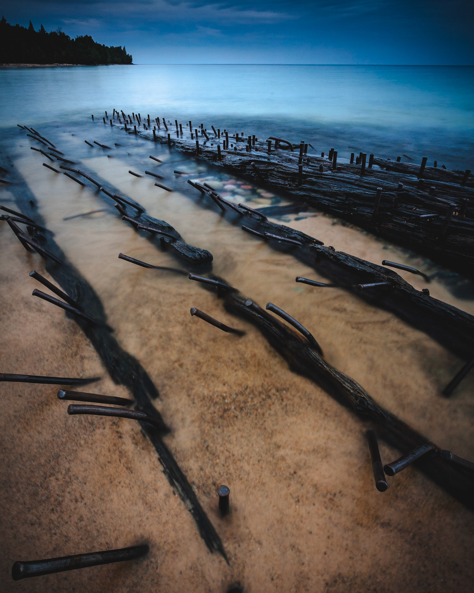 Sitka shipwreck near Au Sable Point Light, Pictured Rocks National Lakeshore, Michigan, USA.
