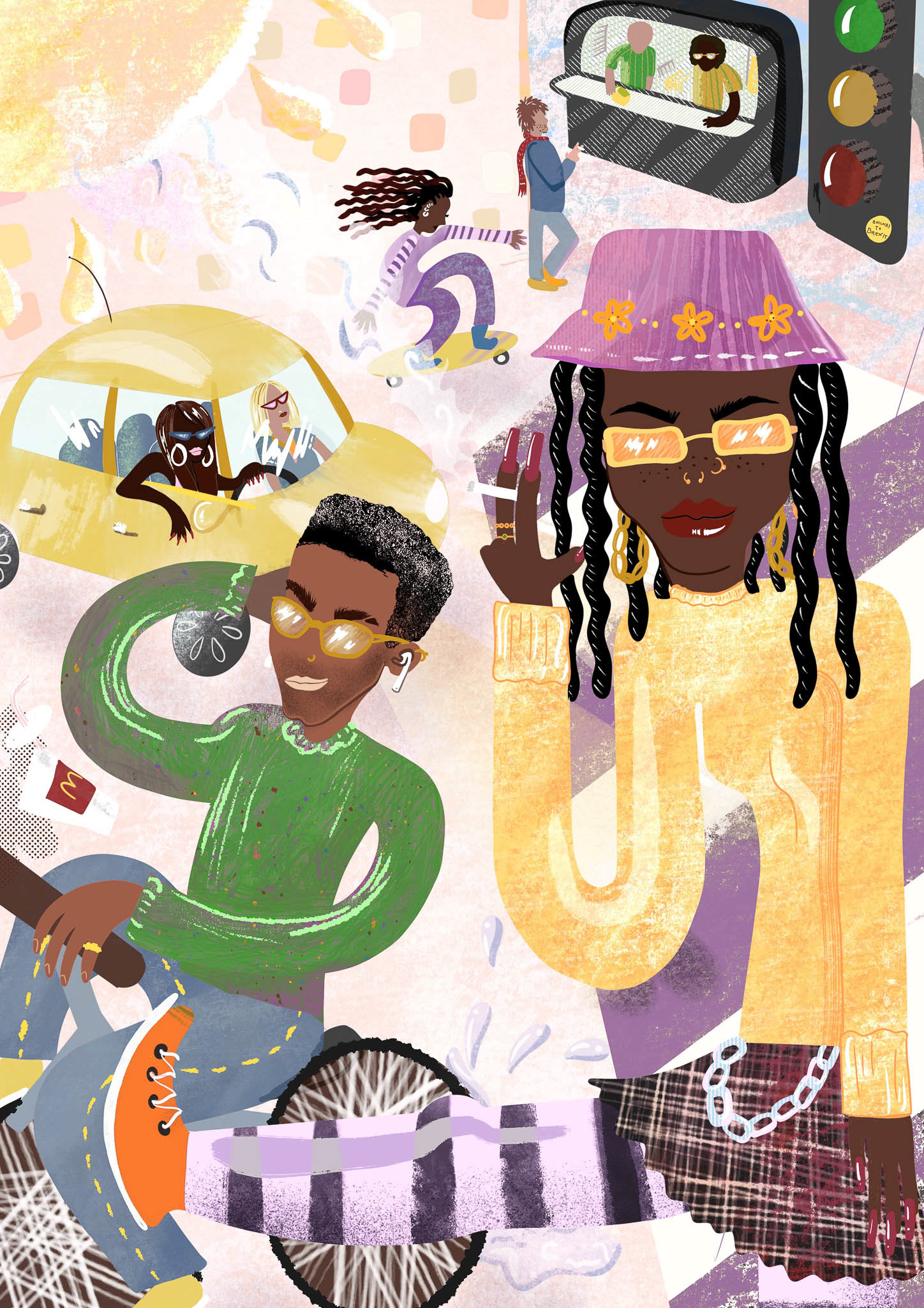 Mock spot illustration for The New York Times article "The Beating Heart of London’s Most Dynamic Art Scene" by Grace Banks