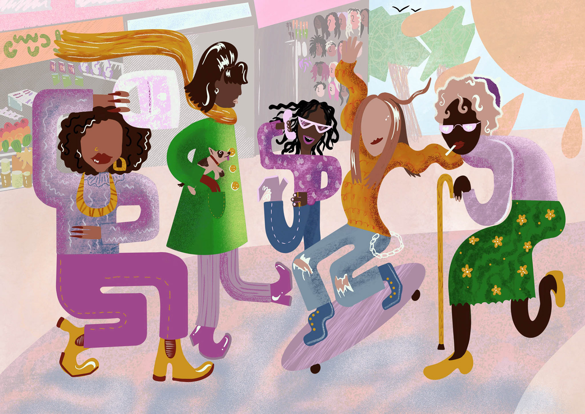 Mock editorial illustration for The New York Times article "The Beating Heart of London’s Most Dynamic Art Scene" by Grace Banks