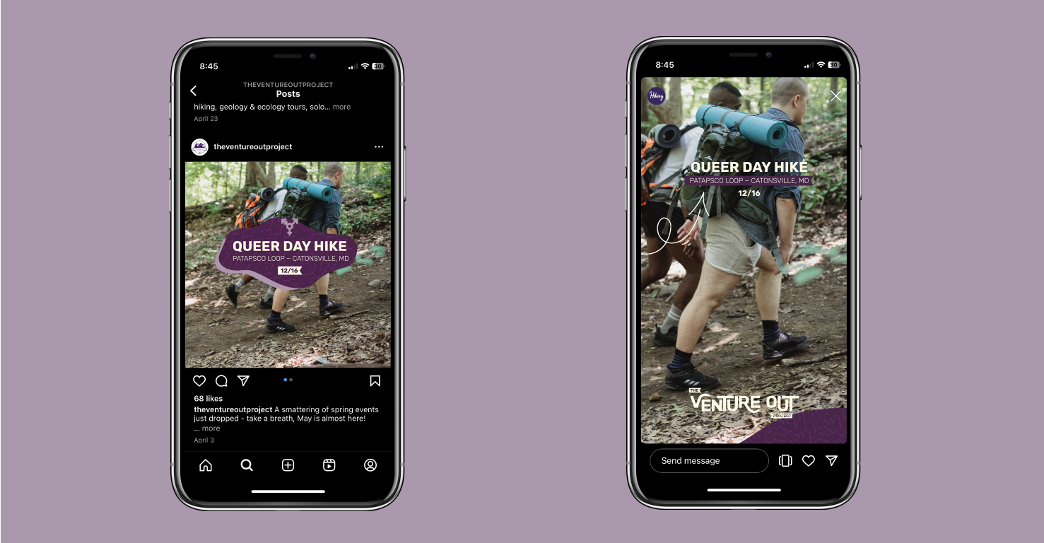 Instagram post and story with new branding applied.