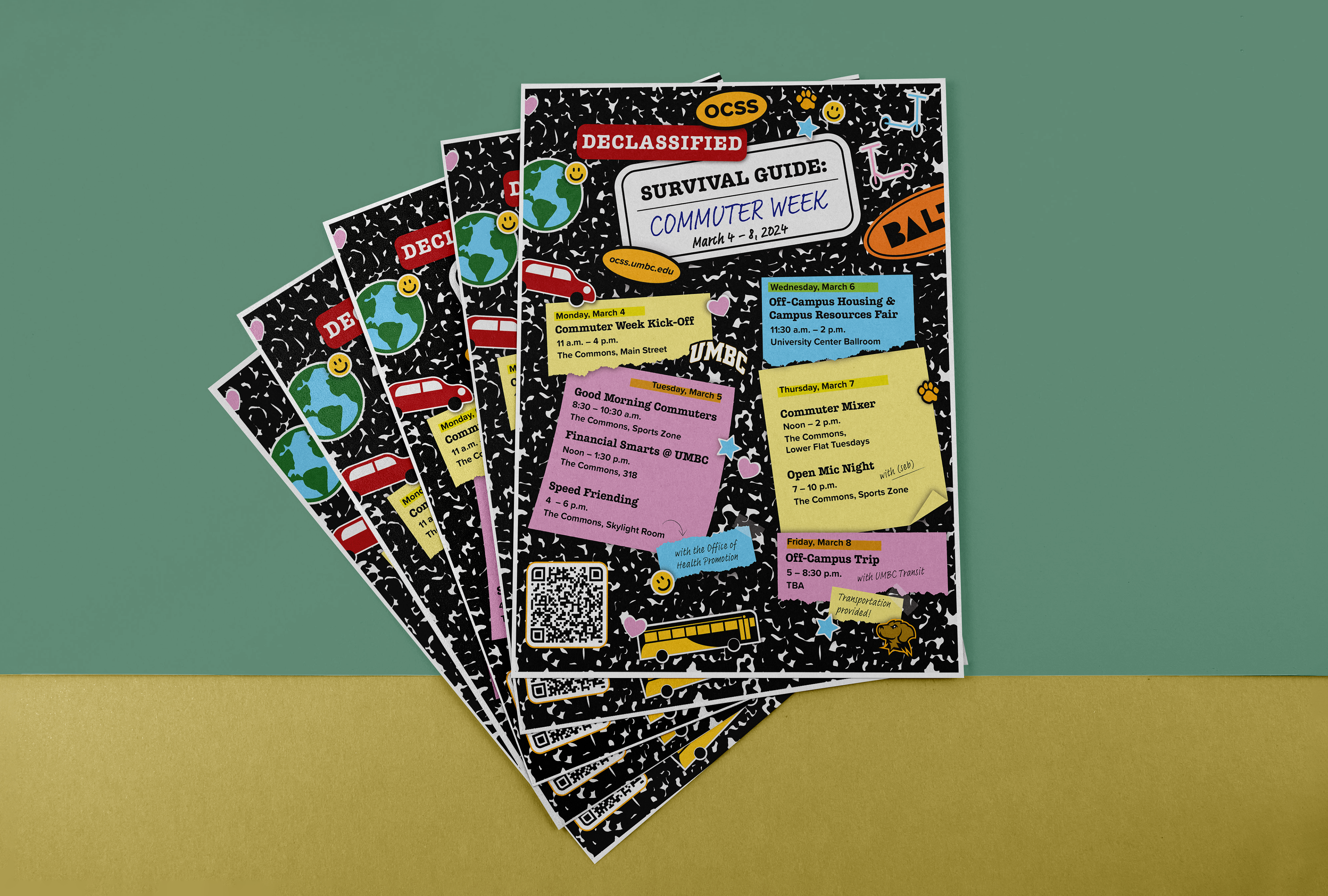 Flyer design for the week’s event schedule.