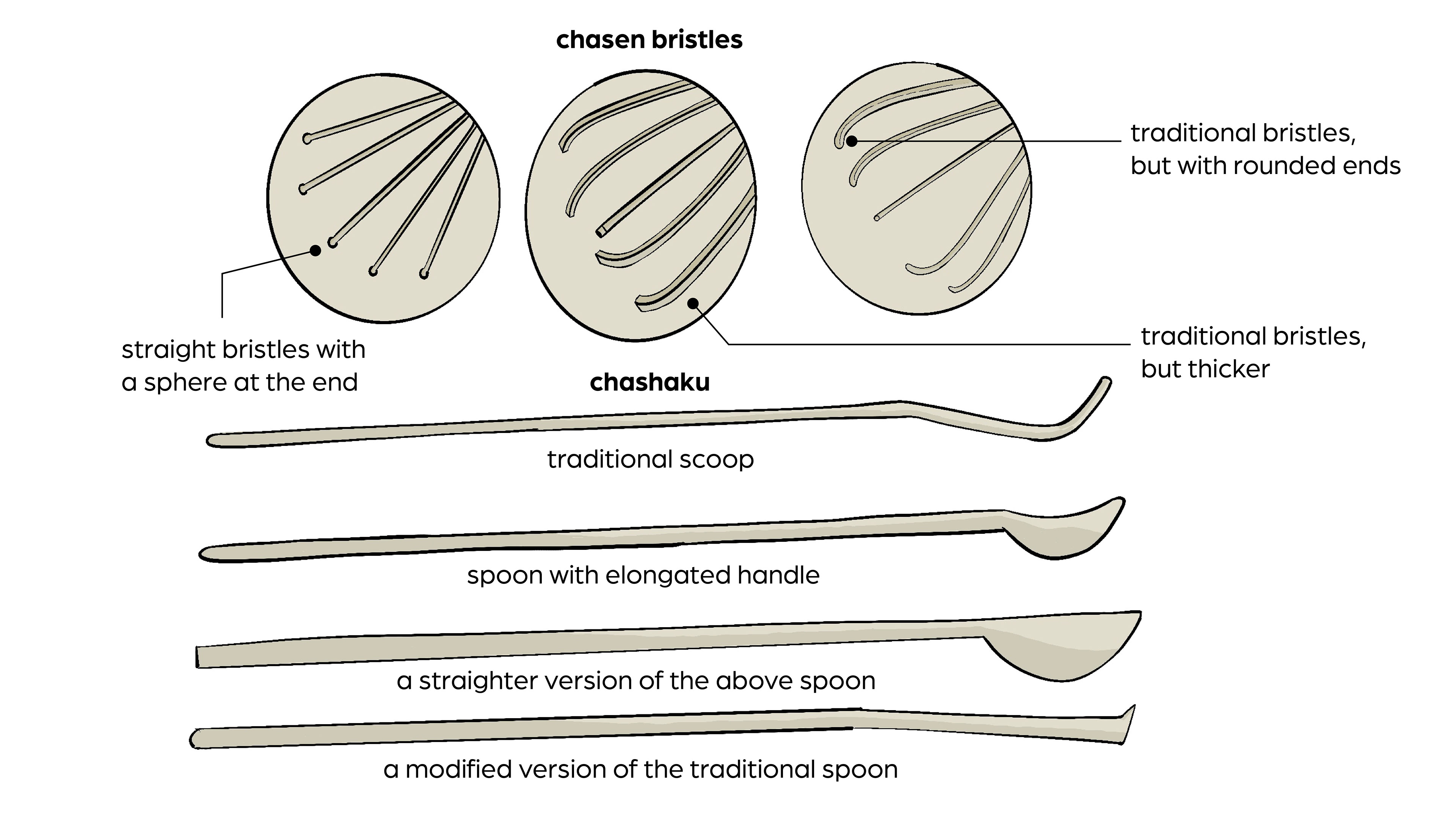 Chasen Bristles and Chashaku (scoop)