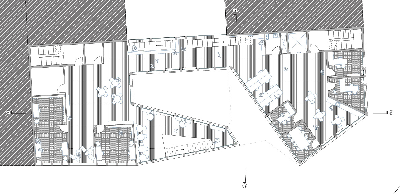 FIRST FLOOR | CAFE, PROFESSORS' OFFICES, STAFF OFFICES