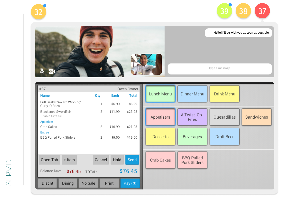 Serv.d can act as an emulator to run a restaurant’s point of sale system. With Apache Cordova, code can be reused across platforms to adapt this app for all iOS and android devices.