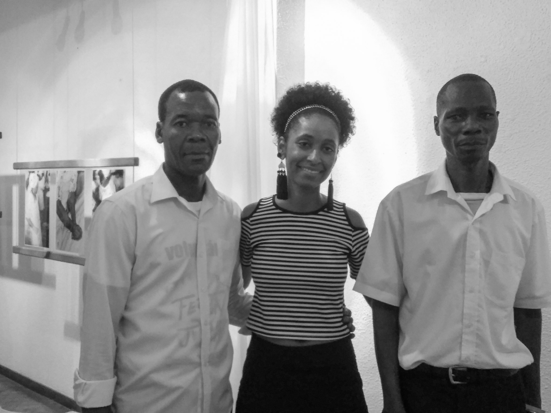 Banze, eu e Fabião, na abertura da exposição Memória, Ancestralidade e Afeto