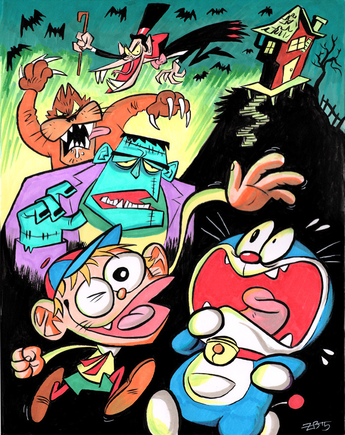 Doramon and the Monsters (Copic Marker)