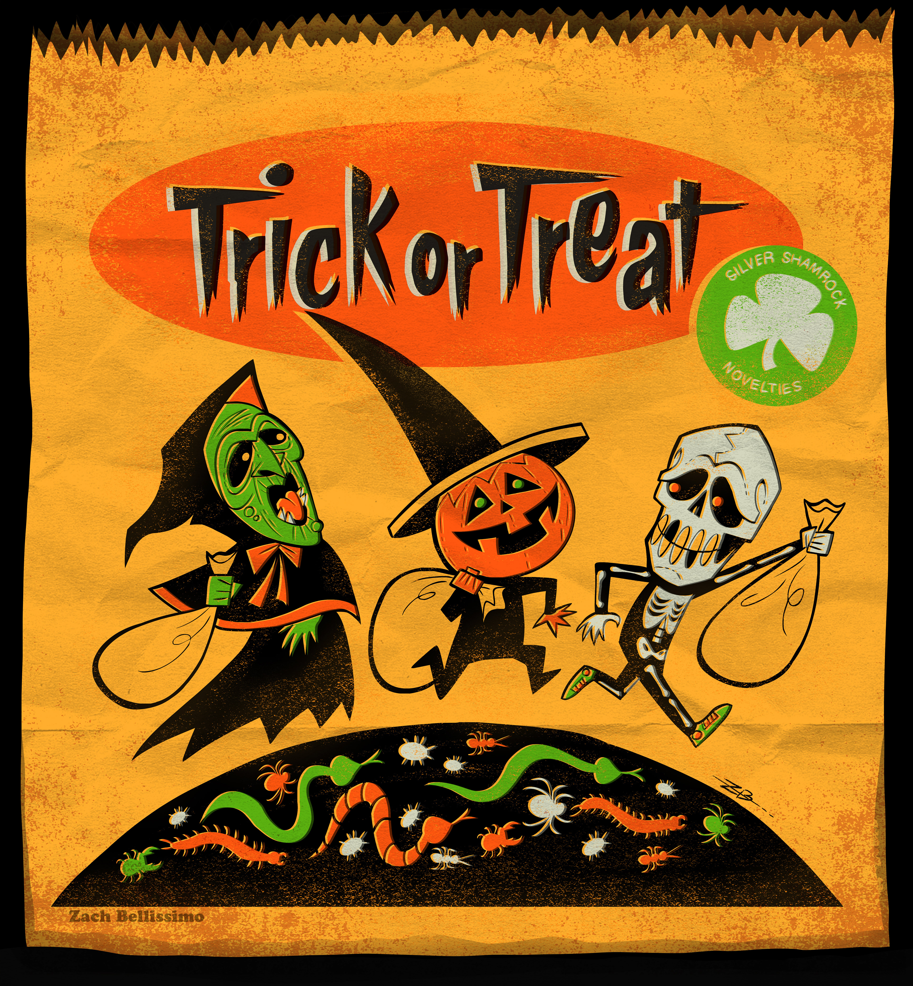 Silver Shamrock Trick or Treat Bag