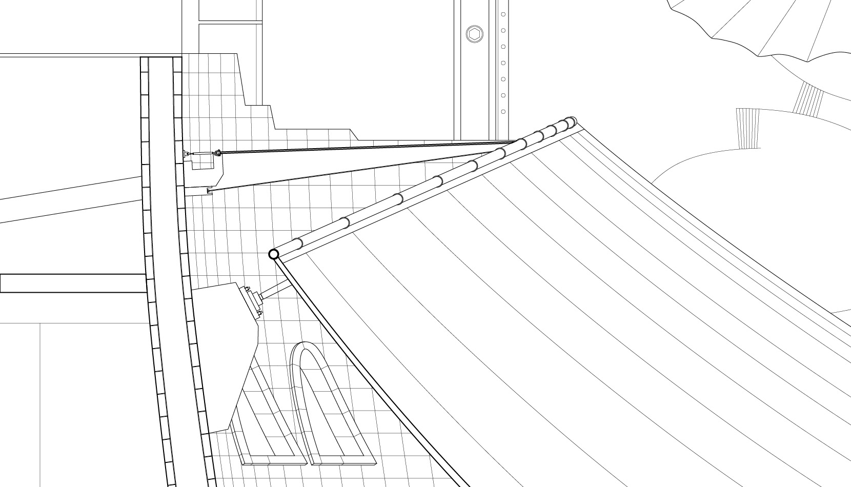 Section elevation of the stone and the tent connection