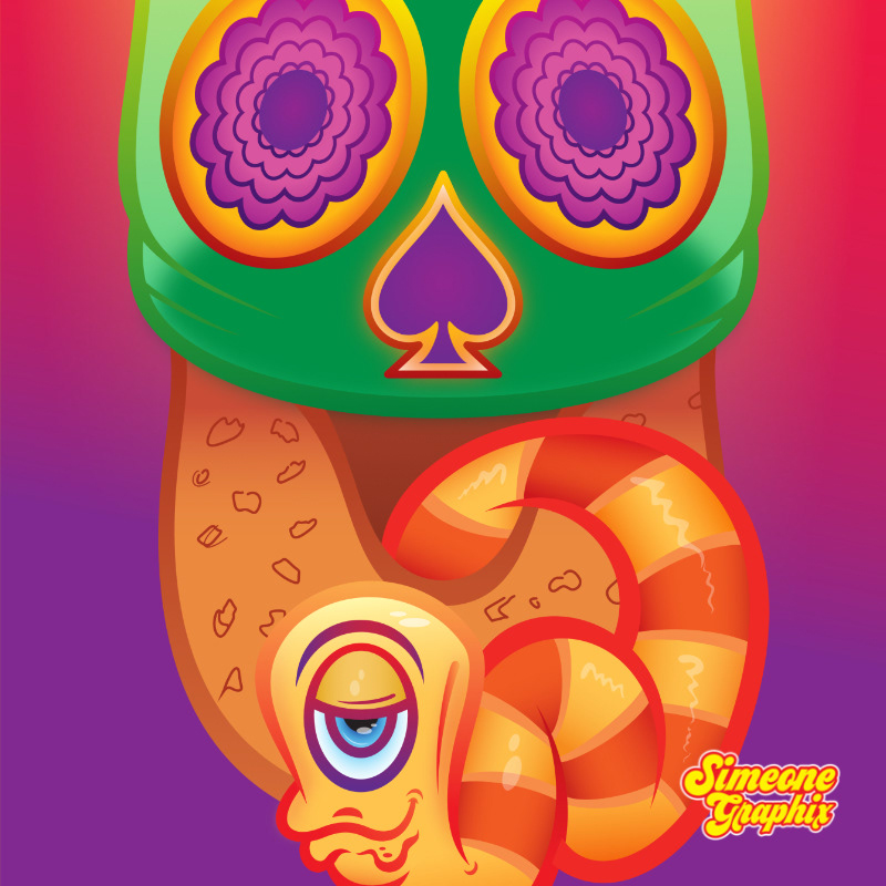 simeone graphix shroom clown skateboard deck detail 3