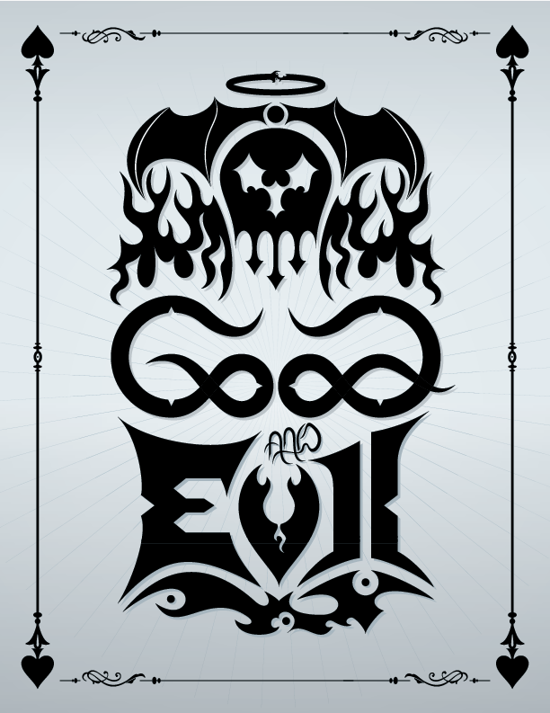 hand lettered Good and Evil  lettering by designer and illustrator Lou Simeone