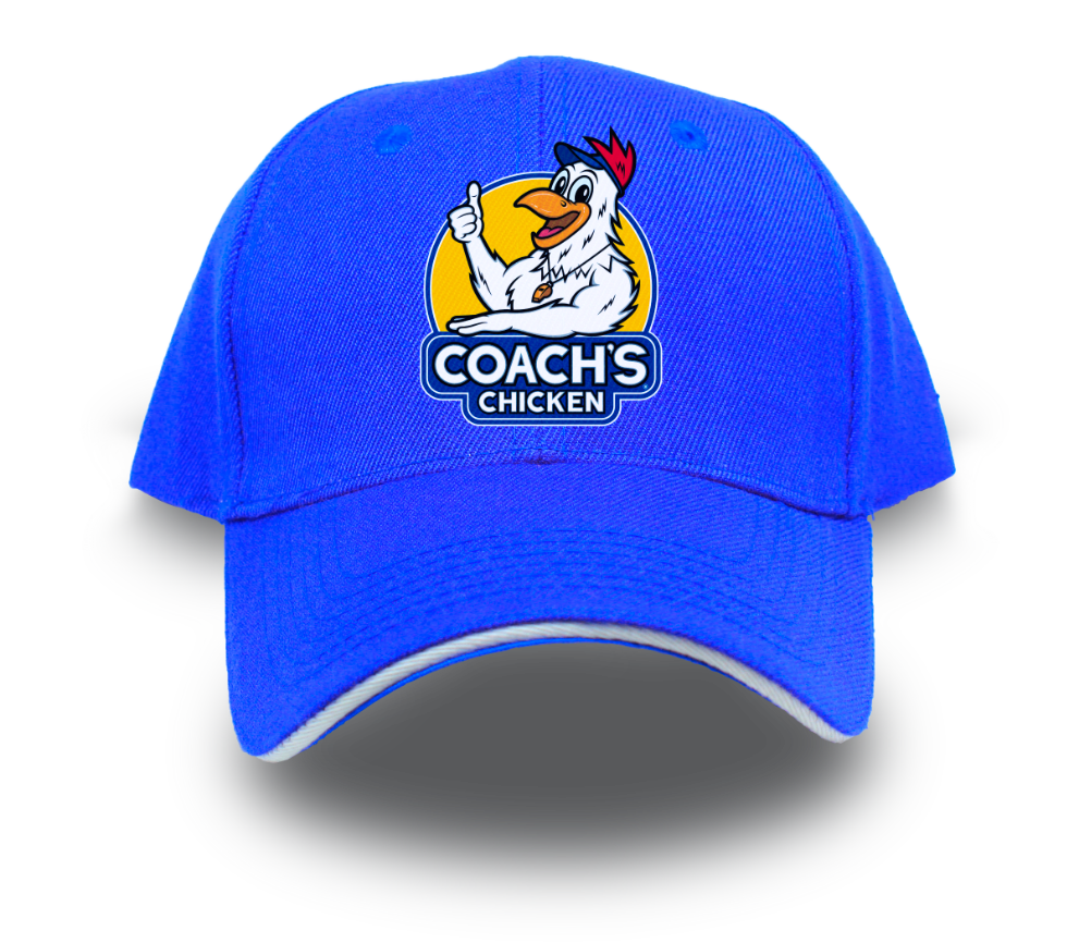 Mascot logo design  branding Coach’s Chicken  applied to apparel