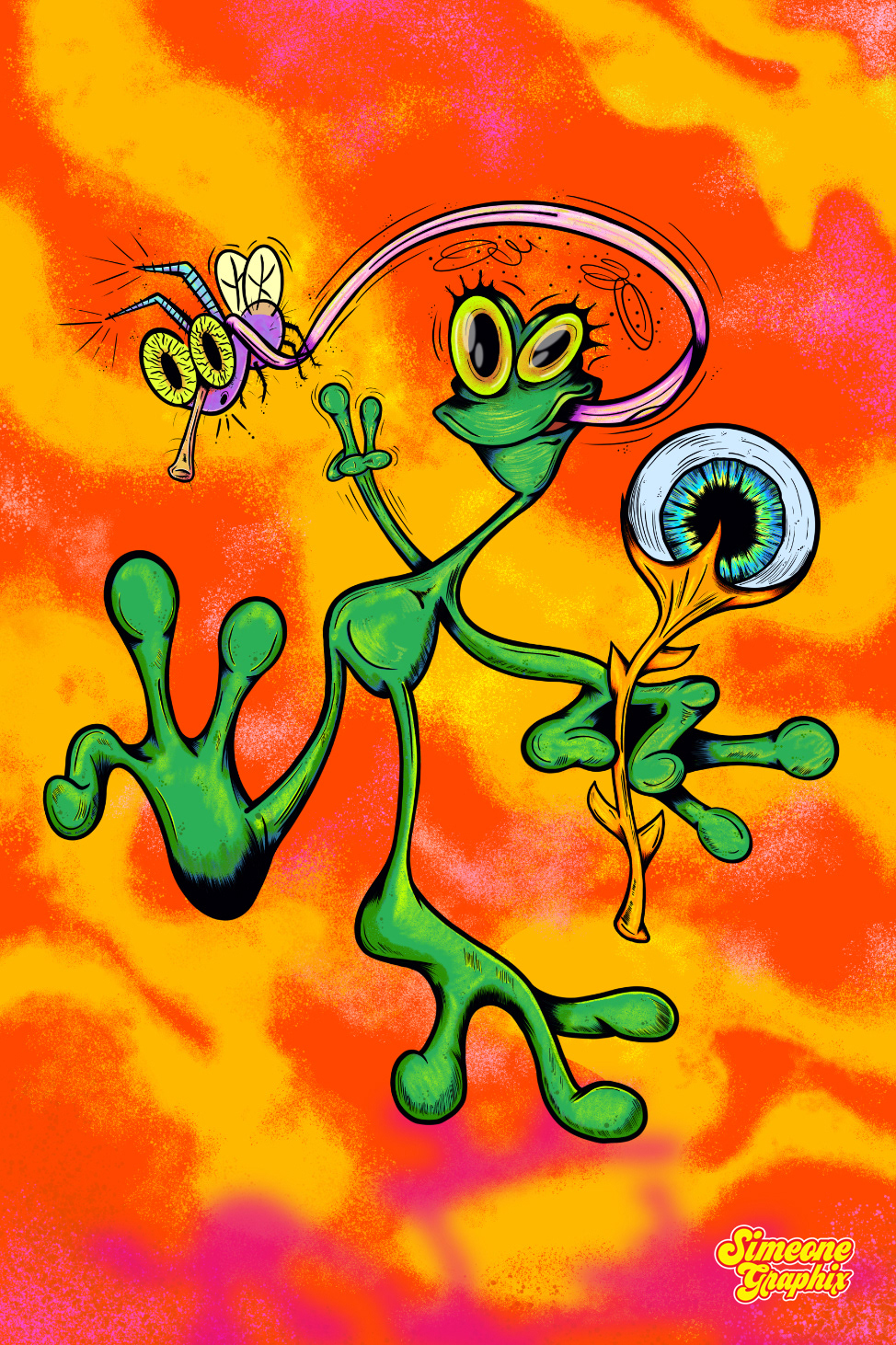 psychedelic trippy peace frog art