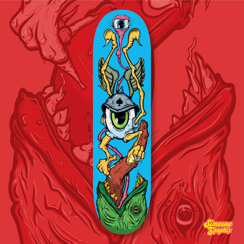 flying eye monster skateboard deck