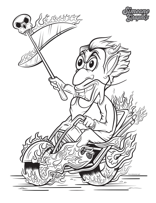 the devil riding on a motorcycle digital art