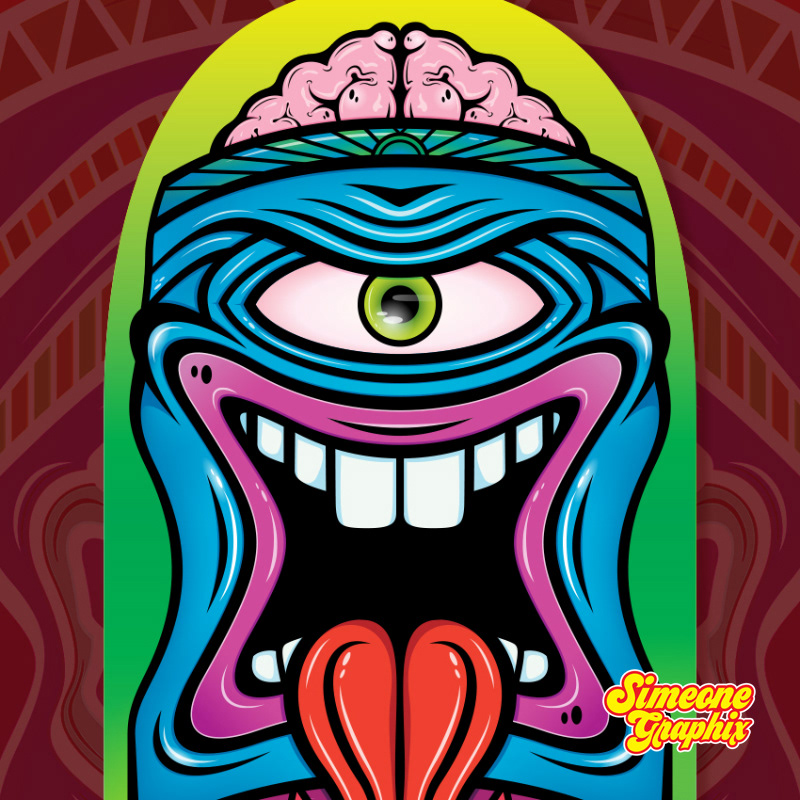 simeone graphix tiki artwork skateboard deck details 1