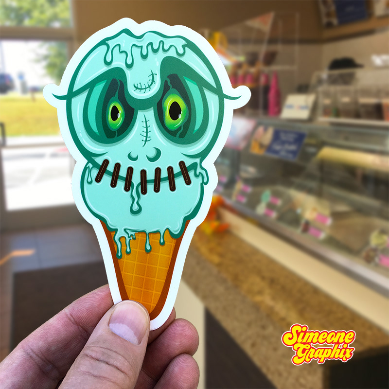 simeone graphix skelemint skeleton mint ice cream vinyl sticker
