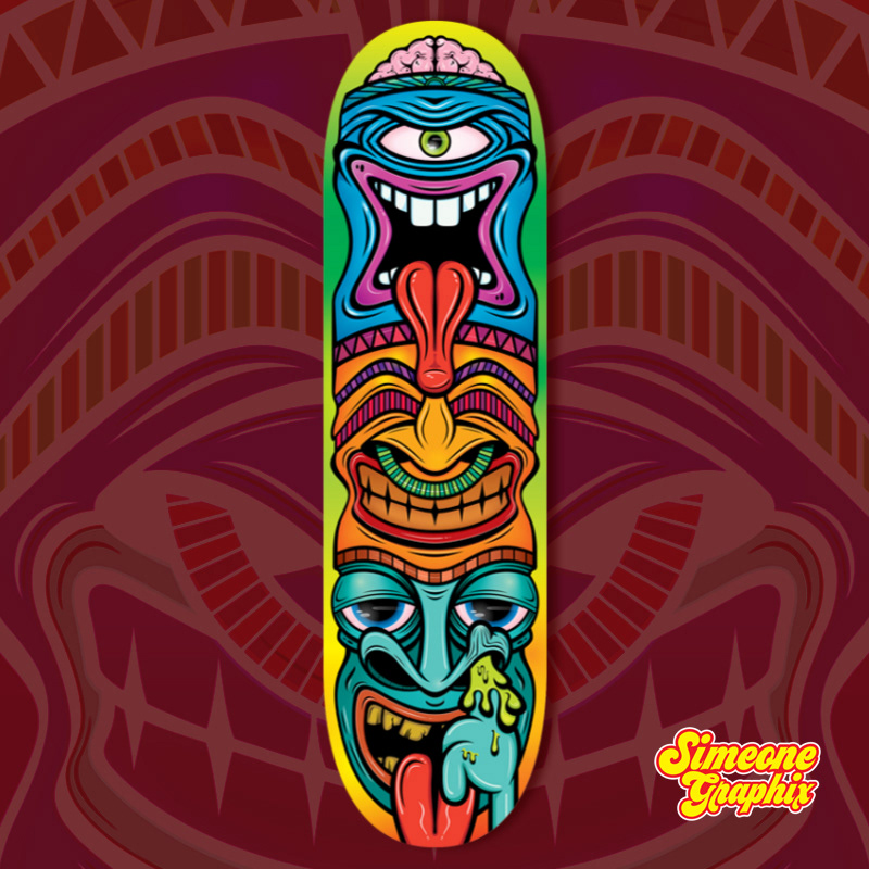 simeone graphix tiki artwork skateboard deck