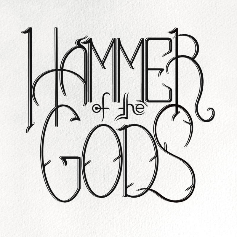 hand lettered Hammer of the Gods lettering by designer and illustrator Lou Simeone inspired by the Immigrant Song by Led Zeppelin